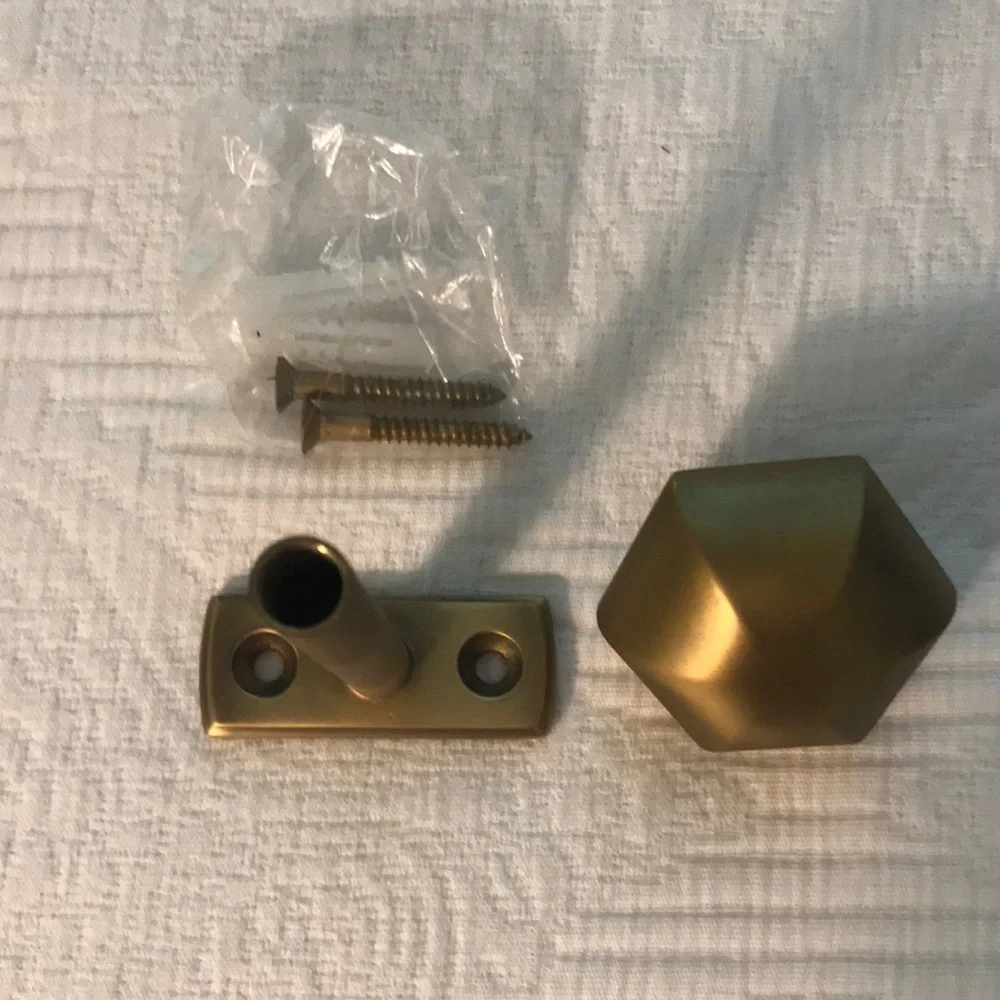New Pair Restoration Hardware Drapery Finials Tie Backs in Antique Brass